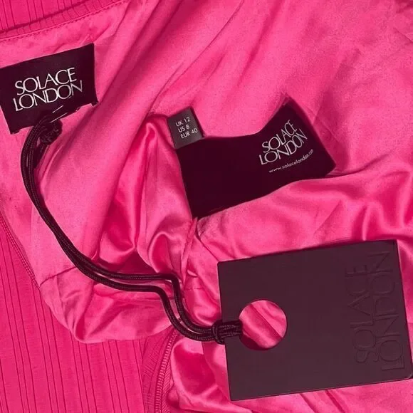 Solace London Revolve The Harlee‎ Strapless Column Maxi Dress Size 8 Hot Pink - Picture 10 of 11